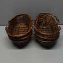 Sintuff 6 Pcs Wicker Picnic Basket with Handle Garden Harvest Empty Easter Eggs and Candy Basket Oval Willow Woven Storage for Organizing, Fruit Egg Storage Gathering Wedding Gifts(Dark Brown)