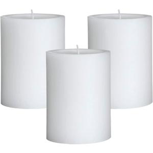 Mister Candle Dripless Unscented Pillar Candles, Set of 3 Hand Poured Solid Color Non-Scented Candles for Home Decor, Premium Wax, 60 Hr Burn Time - 3x4 Inch, White