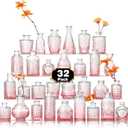 Arme Bud Vase Set, Pink Vases in Bulk Bud Vase for Flower Small Glass Vases for Wedding Centerpieces, Vintage Cute Mini Flower Vase, Home Table Flower Decor Pink