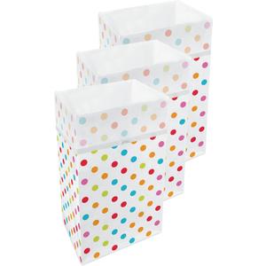 Clean Cubes 30 Gallon Disposable Pop-Up Trash Cans (3-Pack) with Fitted Bags Foldable Garbage & Recycling Bins for Parties, Events & Kitchen (Polka Dot, 30" H x 14" W x 17" D)