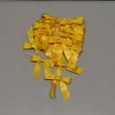 7Rainbows 30pcs Boutique 2.5" Yellow Gold Satin Ribbon Twist Tie Bows for Tying Up Packages Gift Wrapping
