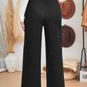 Arach&Cloz Womens 2025 Spring Sweater Pants Wide Leg Elastic High Waist Cute Casual Flowy Lounge Winter Knit Trousers Pockets (Black)