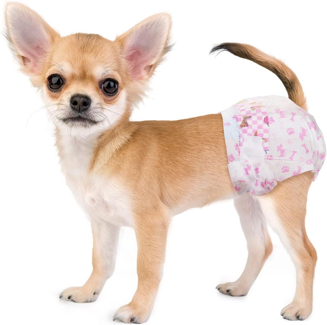 Dono Disposable Dog Diapers Female, Super Absorbent Doggie Diaper, Rapid-Dry Gel Technology Puppy Diapers, Leak-Proof Fit for Cat Doggy in Heat, Excitable Urination, Incontinence, Training, XX-Small