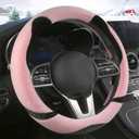 Fluffy Steering Wheel Cover, Cute Fuzzy Steering Wheel Cover Soft Universal 15 inch, Pink (Round)