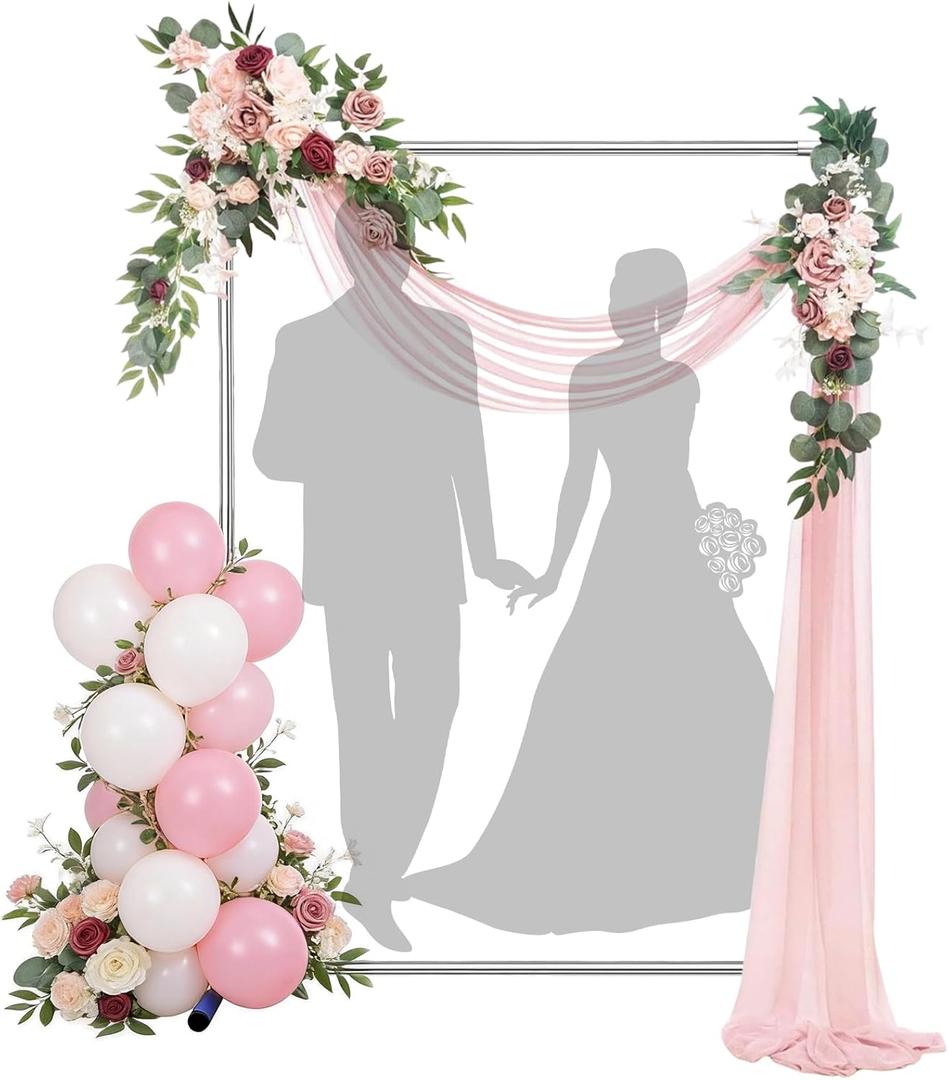 Wedding Arch Stand, 7x4FT Arch for Wedding Ceremony, Square Backdrop Metal Stand Frame Heavy Duty for Party, Garden, Anniversary, Baby Shower, Outdoor, Indoor, Rectangle Archway for Balloon Decoration