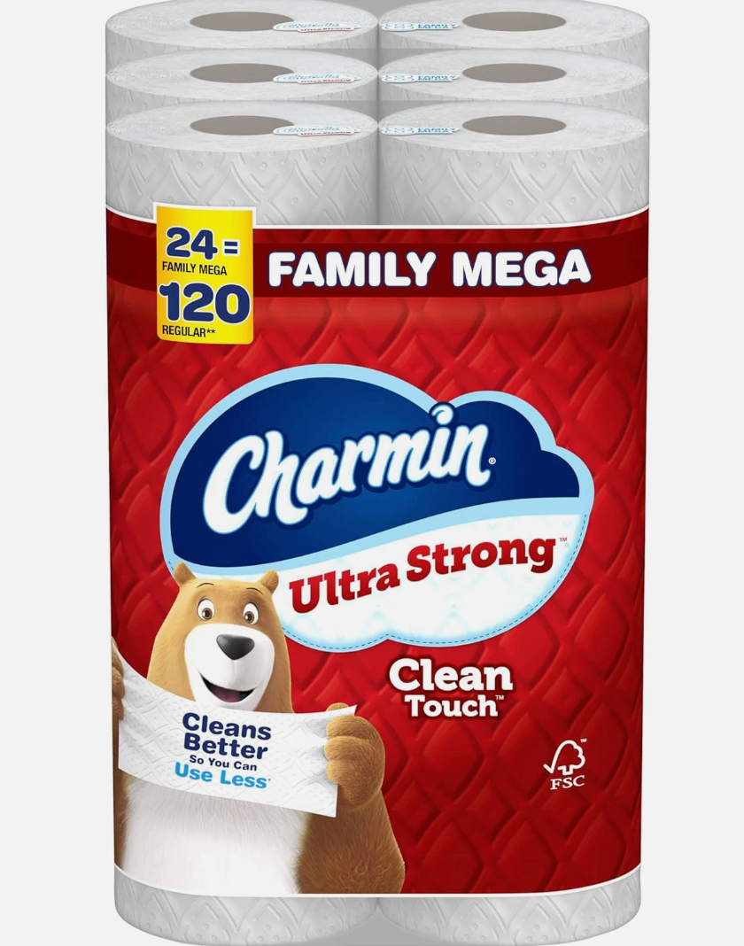 Charmin Toilet Paper Ultra Strong Clean 24 Family Mega Rolls 120 Regular Rolls