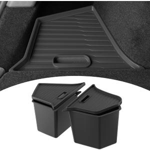 PUOENI Model Y 5 Seater Rear Trunk Storage Bins with Lids for 2023-2024-(No for 2025 New Model Y Juniper) 2PCS Model Y Rear Trunk Storage Box TPE Waterproof Trunk Organizer Interior Accessories