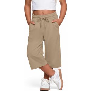 Girls' Capri Pants 5-14 Years | Drawstring Capris, Cropped Sweatpants, Kids Pants, Workout, Summer, Casual, with Pockets
