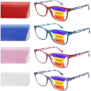 Progressive Multifocus Reading Glasses for Women, Blue Light Blocking Ladies Computer Readers with Spring Hinge, Magnification Strength +2.5