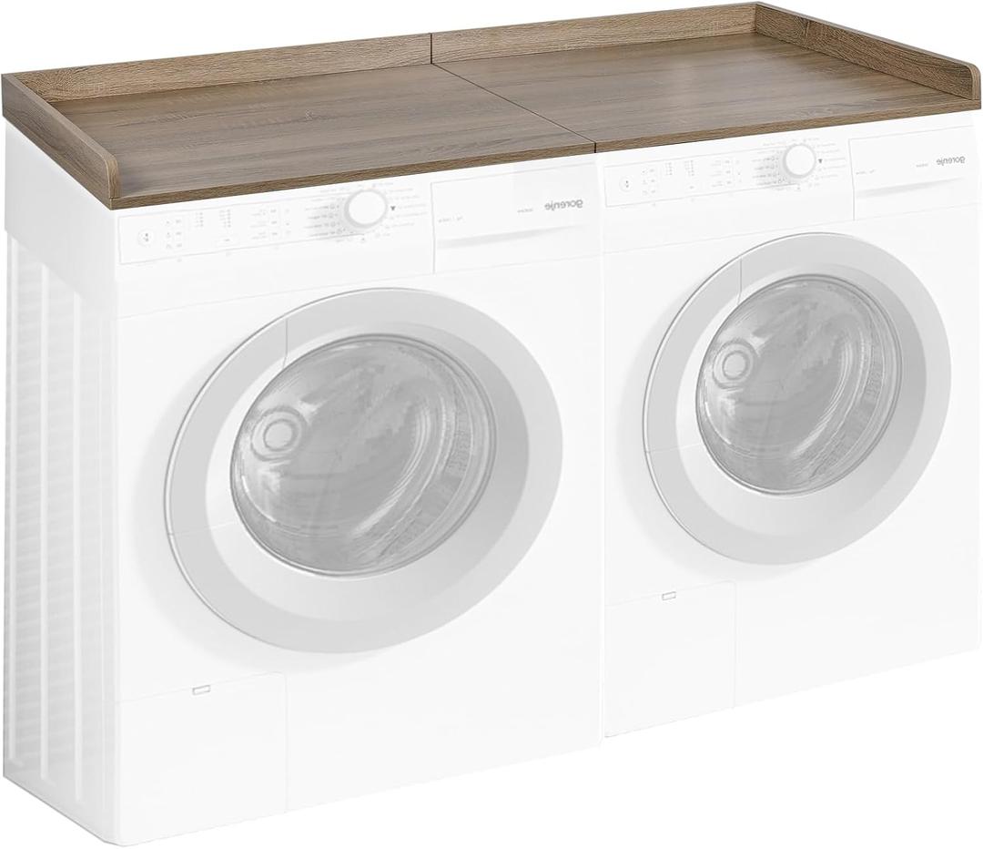 Washer Dryer Countertop, Laundry Countertop with Edge Rails, 27.5" Depth x 54" Washer and Dryer Covers for The top, for for Laundry Room Organization and StorageKnife Wood Color