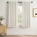 MIULEE Linen Textured 100% Blackout Curtains White Backing 84" Long Ivory