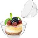 Zezzxu 100 Pack 2 oz Mini Dessert Cups, Clear Plastic Reusable Small Round Party Serving Tiny Bowls for Individual Appetizers, Trifle, Cheesecake, Hors D'oeuvres