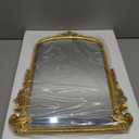 Gold Arched Mirror (15.9 * 19.8 inches) Ornate Baroque Arch Wall Mirror-for Living Rooms, Hallways, Fireplaces, Bathrooms, Entryways