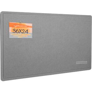 Bulletin Board, 36 x 24 inches Felt Board - Decorative Pin Board, Cork Board Alternative for Wall, 3' x 2' Foldable Self-Adhesive Vision Board Prayer Board with 20 Pushpins - Gray