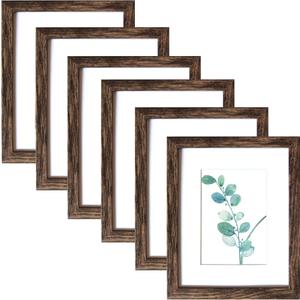 SESEAT 8x10 Picture Frames Rustic Brown Wall Mounting or Tabletop Display, 6PCS