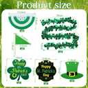 14 Pcs St Patrick Day Wagon Parade Float Decoration Kit Folding Strollers Walkers Wagon Cart Decorations Irish Green Garland Felt Hanging Cloth Fan Flag for St Patrick's Parade Party Supplies