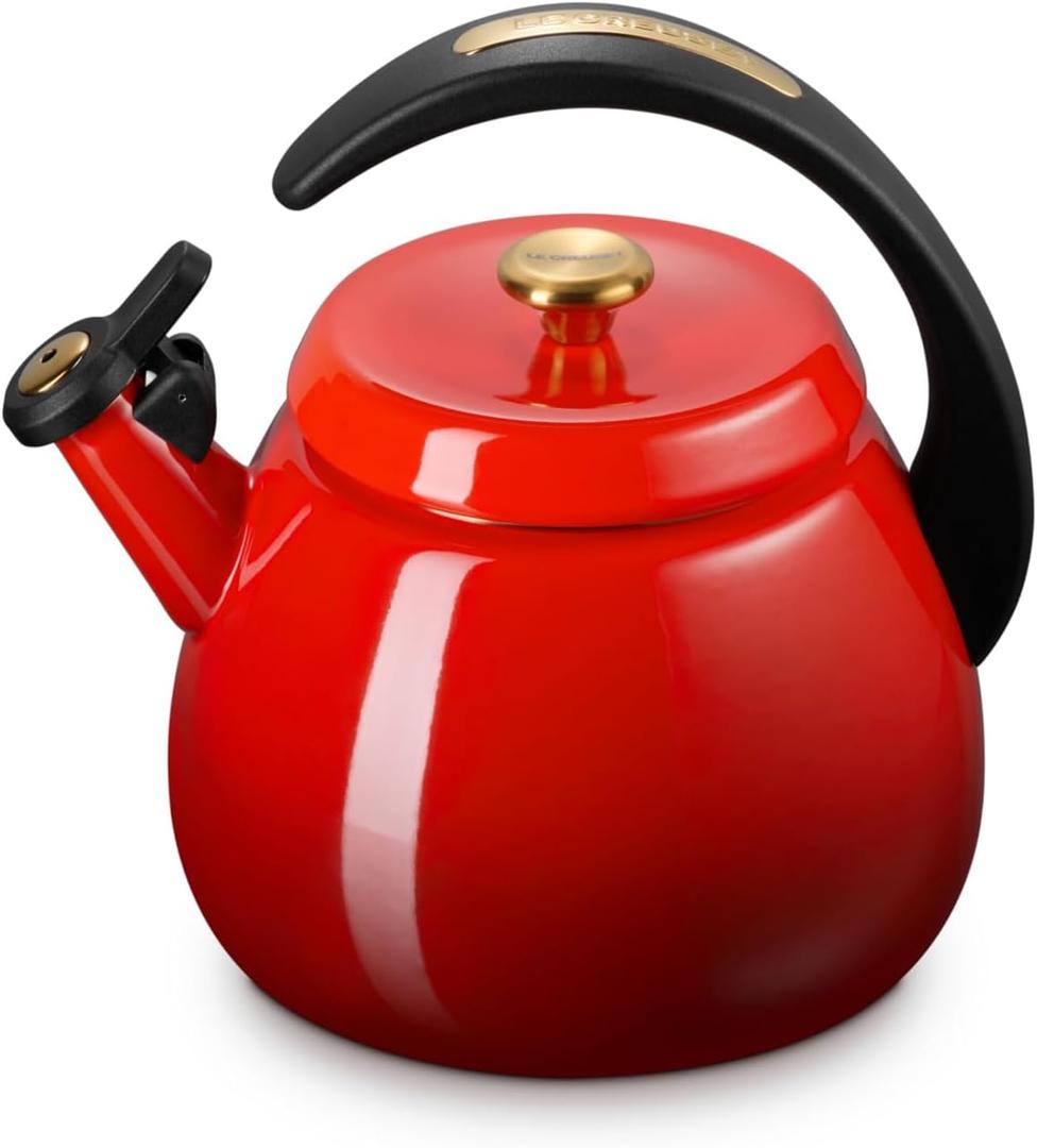 Le Creuset Enamel On Steel Signature Cloche Kettle, 2.2 qt., Cerise with Gold Knob