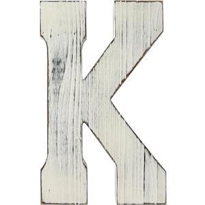 13,5" Extra Large Wooden Letter - Big Rustic Decor for Wedding, Guest Book, Nursery - Distressed (White K)