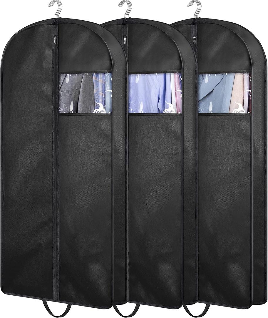 KIMBORA 43" Suit Bags for Closet Storage and Travel, Gusseted Hanging Garment Bags for Men Suit Cover With Handles for Clothes, Coats, Jackets, Shirts 3 Packs