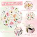 60 PCS Floral Plastic Plates - Pink Disposable Decorative Plates Include 30 Dinner Plate, 30 Dessert Plate for Wedding & Tea Party & Spring