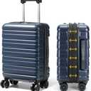 Lekesky 16 Inch Underseat Carry On Luggage Airline Approved, Small Hard Shell Suitcase with TSA Lock Spinner Wheels, Lightweight Personal Item Carry-On for Travel, Beige-Brown