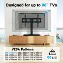 PERLESMITH Swivel Universal TV Stand Mount for 32-86 Inch LCD OLED Flat/Curved Screen TVs up to 99lbs-Height Adjustable Table Top TV Stand/Base with Tempered Glass Base&Wire Management,VESA 600x400mm
