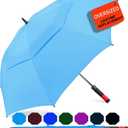 SIEPASA Golf Umbrella Large 62/68/72 Inch Automatic Open Golf Umbrella Extra Large Oversize Double Canopy Vented Umbrella Windproof Waterproof for Men and Women. (Blue-Red Handle)