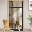 71 Inch Extra Tall Pet Gate with Cat Door, 30-37.5 Inch Adjustable Wide, Pressure Mounted Auto-Close Safety Pet Gate Walk Through Safety Cat Gate