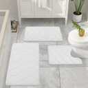 Colorxy Memory Foam Bathroom Rugs, Ultra Soft & Non-Slip Bath Mat, Water Absorbent and Machine Washable Shower Bath Runner Rug for Kitchen Bathroom Floor Carpets, 36''x24'', White