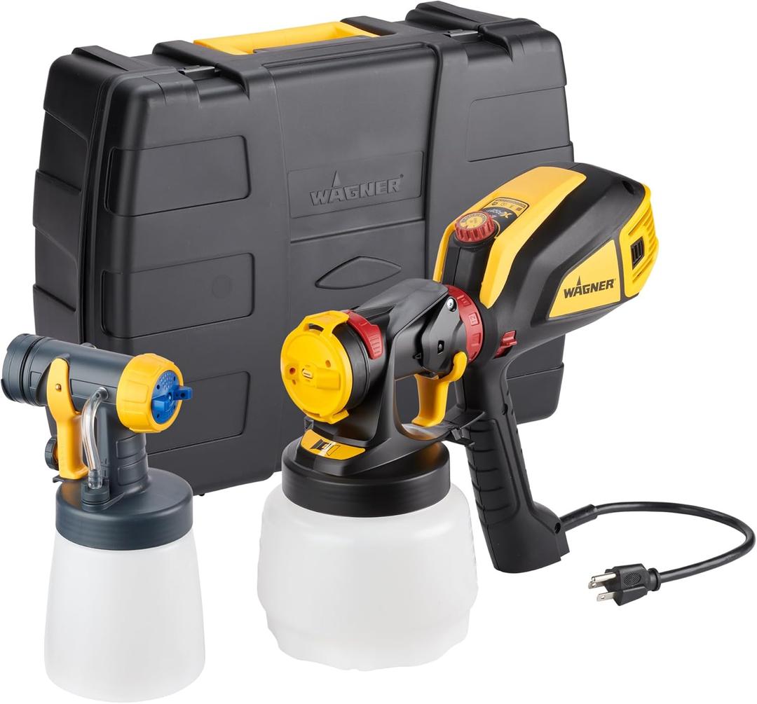 Wagner Spraytech 02419307 FLEXiO 595 Handheld HVLP Paint Sprayer, Sprays Most Unthinned Latex, Includes Two Nozzles - iSpray & Detail Finish Nozzle, Complete Adjustability, Lightweight Design