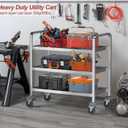 tonchean Extra Large 3 Tier Stainless Steel Cart 37.4 x 19.7 x 37.4 Inch, L-37x20x37inch