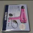 Conair Hair Dryer with Retractable Cord, 1875W Blow Dryer, 3 Heat Settings, 2 Speeds, Blow Dryer with Diffuser and Concentrator Attachments, Ionic + Tourmaline Technology, Pink