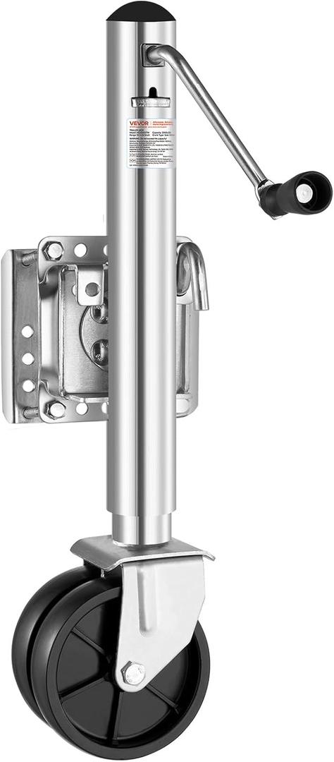 VEVOR Trailer Jack with Wheel, 2000 lbs Load Capacity, Heavy Duty Swivel Boat Trailer Jack with PP Single Wheel & Ergonomic Handle, 12-inch Lift, Fit for RVs, Boats, Horse Trailers, Utility Trailers