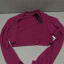 Allegra K Elegant Shrugs for Women's Long Sleeve Cotton Knit Open Front Bolero Shrug (Magenta, Small)