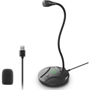 Plug & Play USB Computer Microphone, Flexible Gooseneck & Mute Button LED  Desktop Microphone for Gaming, YouTube, Streaming, Compatible with Windows/Mac (1.8m /6ft)