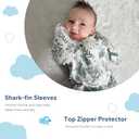 ZIGJOY Baby Transitional Swaddles for Newborns: 0.5 Tog Arms Up Sleep Sack 3-6-12 Months Soft Cotton Shark Fin 2 Way Zipper, Medium