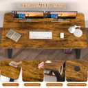 Aevum azn 55 inch Computer Desk with Storage Shelf, K-Shaped Office Desk with Sturdy Metal Frame, Writing Gaming Work Desk with Waterproof Surface for Home Office & Bedroom, Rustic Brown 20"D x 55"W x 28.5"H
