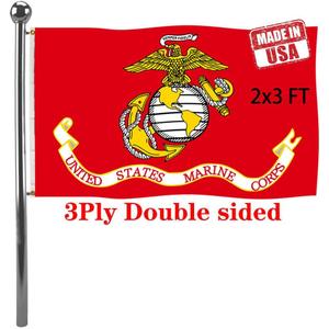 Jayus Double Sided US Marine Corps Military Flags 2x3 FT Outdoor - Vivid Colors 220D Marine Corps Flag Banner with 2 Grommets (Polyester)