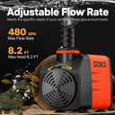 DOKO 480GPH Submersible Water Pump, Fountain Water Pump with 6FT Power Cord and 3 Nozzles, 35W, Ultra Quiet Pond Pumps for Pond Aquarium Fountain Waterfall Fish Tank Hydroponic Statuary