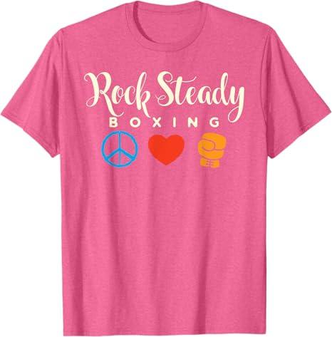 Peace Love Rock Steady Boxing Parkinson's T-Shirt L