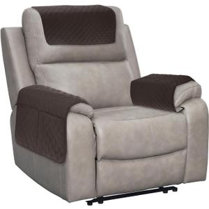 uxcell 3 PCS Armrest Covers, Couch Arm Cover Furniture Protect Slide Recliner Chair Armchair Covers with Side Storage Pocket for Sofa Recliner, Coffee