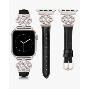 Wearlizer Slim Leather Band Compatible with Apple Watch Bands Women 38mm, Fancy Dressy Designer Thin Strap with Celtic Knot for iWatch