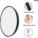 Oruii Round Mirror, Black Round Mirror 24 inch, Circle Wall Mirrors Metal Frame, Black Circular Mirrors for Bathroom, Wall, Living Room, Entryway, Hallway, Vanity, Rustic