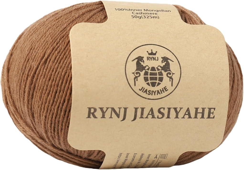 Inner Mongolian Cashmere Yarn for Crocheting and Hand Knitting, 26Nm/4 ply Warm, Soft, and Luxurious Worsted Yarn Great for Baby Garments, Scarves, Hats, and Craft (Khaki,1 ball)