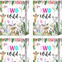 Two Wild Birthday Party Favor Bags - 16 Pcs Goodie Bags for Born to Be Wild Girl's Jungle Safari Decorations, Candy Bags for 2nd Birthday