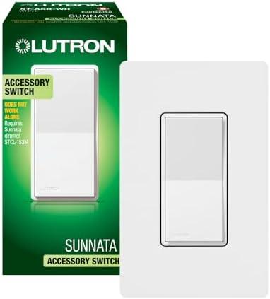 Lutron Sunnata On/Off Accessory Switch with Wallplate, only for use with Sunnata LED+ Dimmers, ST-ASW-WH, White