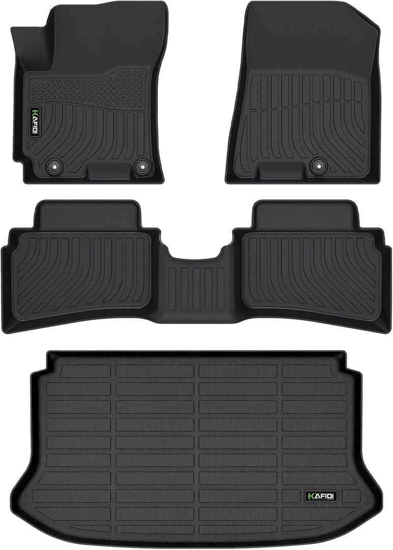 Floor Mats & Cargo Liner Set Fit for 2020-2024 2025 Hyundai Venue (Cargo Liner Only Fit The Upper Layer) All Weather Protection TPE Anti-Slip Car Full Set Floor Liners Custom Accessories-Black