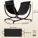 Outsunny 17 Inch Folding Firewood Rack Outdoor Indoor Firewood Holder with Canvas Carrier, Portable Log Rack with Handles, Heavy Duty Wood Storage Holder for Fireplace, Black