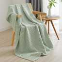 PHF 100% Cotton Waffle Weave Throw Blanket, Soft Lightweight Breathable Cozy Summer Throws for Couch Bed Sofa, Luxury Aesthetic Woven Blanket for Home Decor & Office, 50"x60", Sage Green (Throw(50"x60"))