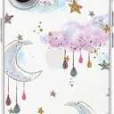 FancyCase Compatible with iPhone 16 Case (6.1inch)-Cute Dreamy Clouds Moon Stars Pattern Flexible TPU Protective Clear Case (Dreamy Style)